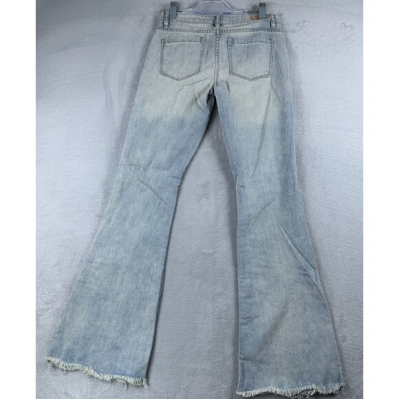 Blank NYC Cosmic Flare Leg Jeans Womens 27 Low Rise Distressed 100% Cotton Blue - Picture 2 of 12